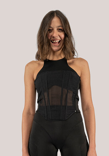 Corset Tank Top in Black