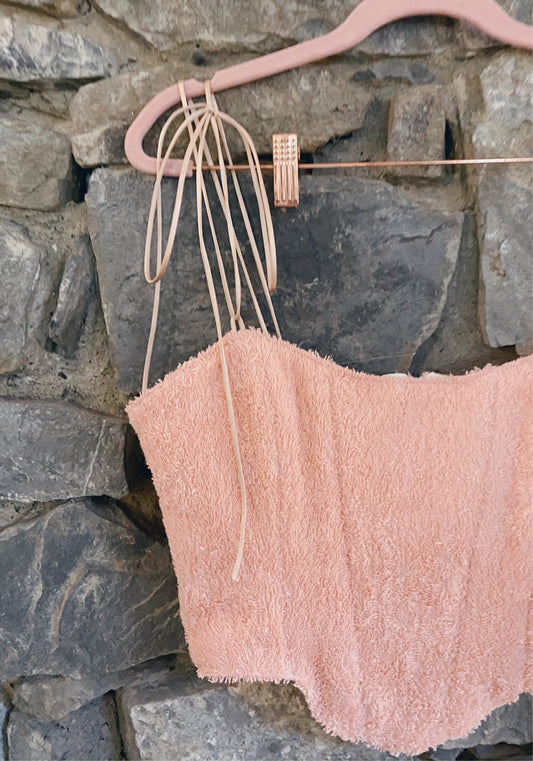 Towel Corset Top - Soft Pink