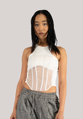Corset Tank Top in White